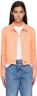Оранжевая джинсовая куртка с вышивкой MSGM