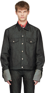 Черная джинсовая куртка с голограммой Doublet