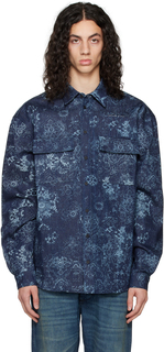Синяя джинсовая куртка с цветочным принтом RtA