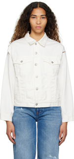 Белая джинсовая куртка с вырезом MM6 Maison Margiela