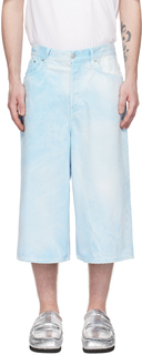 Синие джинсовые шорты с эффектом потертости Dries Van Noten