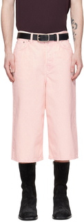 Розовые джинсовые шорты с нашивками Dries Van Noten