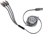 Дата-кабель mObility 3 в 1, рулетка, USB – microUSB + Lightning + Type-C, 2A, серебристый