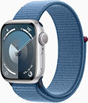 Смарт-часы Apple Watch Series 9, A2978, 41 мм, OLED, корпус серебристый, Sport Loop, ремешок синий, 130-200 мм (MR923ZP/A)