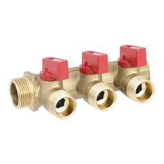 Коллектор для воды, 3/4"х1/2", Г-Ш, кран, 4 выхода, ProFactor