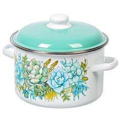 Кастрюля эмалированная сталь, 5.5 л, с крышкой, крышка сталь, цилиндр, СтальЭмаль, Монантес, 6RD221M