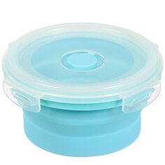 Контейнер пищевой пластик, 0.35 л, голубой, круглый, складной, Y4-6483
