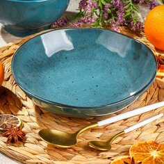 Тарелка суповая, керамика, 22 см, Stone Turquoise, Domenik, TDP572/DMD053