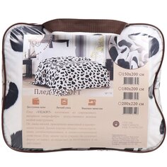 Плед 2-спальный, 180х200 см, велсофт, 100% полиэстер, Silvano, Под далматинца, бело-черный, sp-79