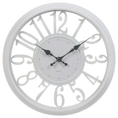 Часы настенные, кварцевые, 30 см, круглые, пластик, белые, Y6-10677