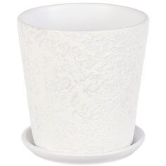 Кашпо керамика, 1.5 л, 15х15.5 см, белое, Лава №3, 010273