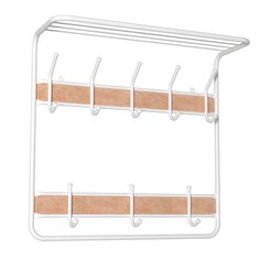 Вешалка настенная 8 крючков, 2-х ярусная, с полкой, 60х22х57.5 см, сталь, ЗМИ, ВСП 22В Б, белая ZMI