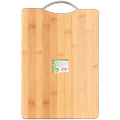 Доска разделочная бамбук, 34х24х1.8 см, с ручкой, прямоугольная, Daniks, H-1080M