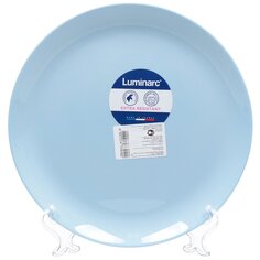 Тарелка обеденная, стекло, 25 см, круглая, Diwali Light Blue, Luminarc, P2610, голубая