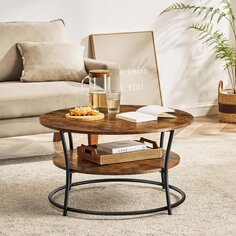 Столик журнальный 45х80х80 см, ДСП+сталь, с полкой, Лофт, LCT80BX