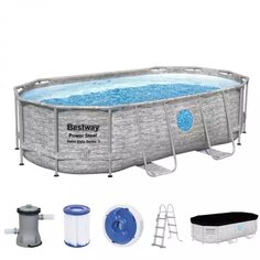 Бассейн каркасный Bestway, 427х250х100 см, Power Steel, 56714BW, фильтр-насос, лестница, тент, 7250 л, поплавок-дозатор