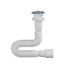 Сифон для мойки, 1250 мм, 1" 1/2х40/50, полипропилен, с выпуском, белый, Orio, А-3013