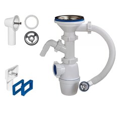 Сифон для мойки, 3" 1/2х40, полипропилен, с выпуском, с переливом, универсальный перелив, Orio, Б-4512