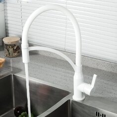 Смеситель для кухни, Frap, гибкий излив, с картриджем, белый, F4552-8