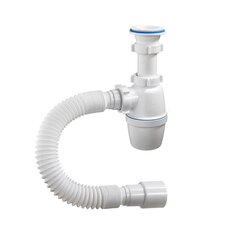 Сифон для мойки, 1" 1/2, 40х40/50, пластик, с выпуском, с гофрой, Orio, А-7001