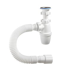 Сифон для мойки, 1" 1/4, 40х40/50, полипропилен, с выпуском, с гофрой, Orio, А-3202