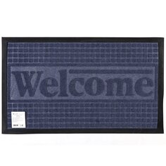 Коврик придверный, 45х75 см, прямоугольный, резина, с ковролином, серый, Уют Классик, ComeForte