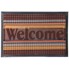 Коврик придверный, 40х60 см, прямоугольный, резина, с ковролином, темно-коричневый, Уют Мультиколор, ComeForte