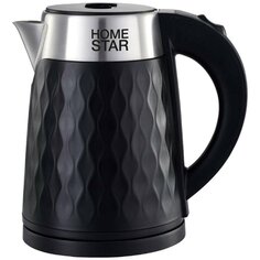 Чайник электрический Homestar, HS-1021, черный, 1.7 л, 1500 Вт, скрытый нагревательный элемент, нержавеющая сталь