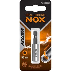 Адаптер для бит Nox, E6, 3х50 мм, магнитный, 1/4, 1 шт, блистер