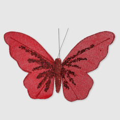 Бабочка Due Esse Christmas на клипсе красная 21 см