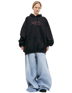 Черное худи с принтом XES Vetements