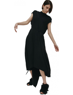Черное платье без рукавов с поясом Vetements