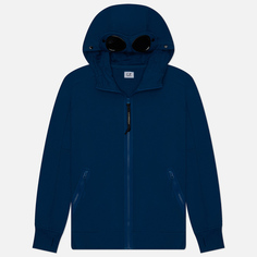 Мужская толстовка C.P. Company Diagonal Raised Fleece Hoodie Zipped Goggle, цвет синий, размер XXXL