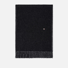Шарф Tommy Jeans Elevated Cashmere Flag Plaque Fringed, цвет чёрный