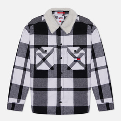 Мужская демисезонная куртка Tommy Jeans Sherpa Lined Casual Fit Check Overshirt, цвет чёрный
