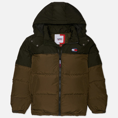 Мужской пуховик Tommy Jeans Alaska Colorblock Puffer, цвет оливковый, размер XXL