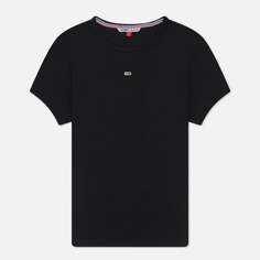 Женская футболка Tommy Jeans Essential Rib, цвет чёрный, размер L