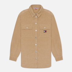 Женская рубашка Tommy Jeans Corduroy Boyfriend Overshirt, цвет бежевый