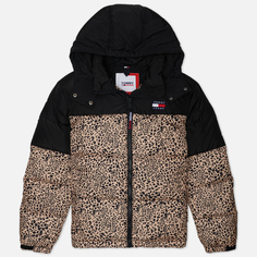 Женский пуховик Tommy Jeans Colorblock Leo Alaska Puffer, цвет коричневый