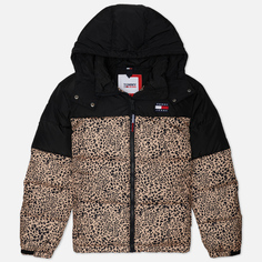 Женский пуховик Tommy Jeans Colorblock Leo Alaska Puffer, цвет коричневый, размер L