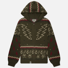 Мужской свитер thisisneverthat x Grateful Dead Iconography Zip Hoodie, цвет оливковый, размер L