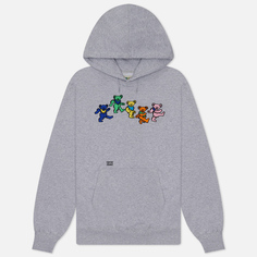 Мужская толстовка thisisneverthat x Grateful Dead Dancing Bears Hoodie, цвет серый, размер XL