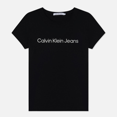 Женская футболка Calvin Klein Jeans Slim Organic Cotton Logo, цвет чёрный, размер S