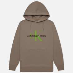 Мужская толстовка Calvin Klein Jeans Seasonal Monologo Regular Hoodie, цвет бежевый, размер S