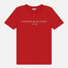 Женская футболка Tommy Hilfiger Signature Logo Flag Embroidery, цвет красный, размер M