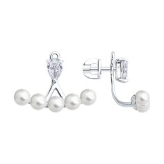 Серьги SOKOLOV из серебра с синтетическим жемчугом и фианитами