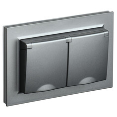 Розетки встраиваемые розетка 2 поста IEK BRITE с/з с/ш с крышкой 16А IP44 сталь