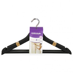 Вешалки для одежды набор вешалок ATTRIBUTE Siluet Black 4шт 44см универсальные дерево, металл