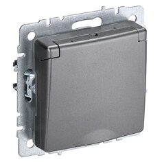 Розетки встраиваемые розетка 1 пост IEK BRITE с/з с/ш с крышкой 16А IP44 сталь