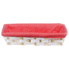 Сухарницы, корзины для хлеба пластмассовые корзинка WALMER Lacy 24x10x6см прямоугольная бамбук, пластик красный